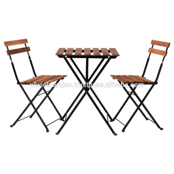 Outdoor Bistro Table Set Including 1 Table and 2 Chairs Made of Acacia